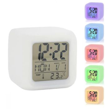 Reloj Despertador Led, Ceramarble Furni, Reloj Digital Con Pantalla De 7 Colores