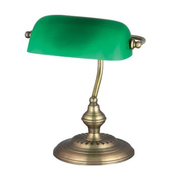 Rabalux Banco 4038 Lámpara De Mesa De Metal Con Pantalla De Cristal Verde