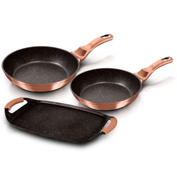 Batería Cocina Inducción 17 Piezas, Antiadherente Mármol Sin Pfoa,  Aluminio, Cazuelas Sartenes Oro Rosado Berlinger Haus Rose Gold con Ofertas  en Carrefour