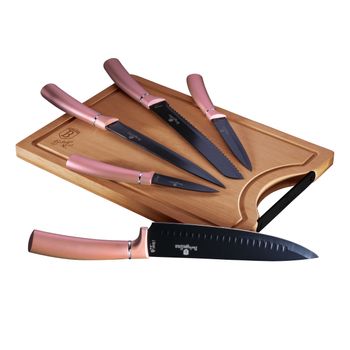 Juego 6 Cuchillos Cocina Profesional, Hoja Acero Inoxidable, Cocinero,  Cebollero, Pan, Santoku Rojo Berlinger Haus Burgundy con Ofertas en  Carrefour