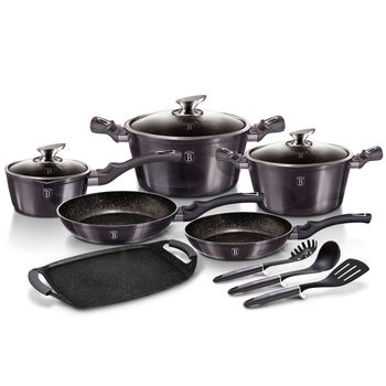 Batería Cocina Inducción 10 Piezas, Antiadherente Mármol Sin Pfoa,  Aluminio, Cazuelas Sartenes Gris Berlinger Haus Moonlight con Ofertas en  Carrefour