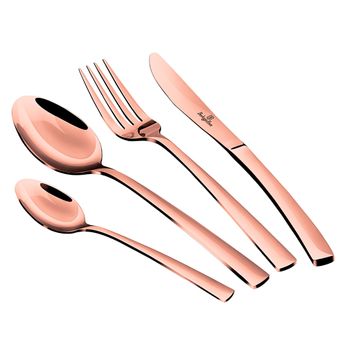 Cubertería Completa 24 Piezas Acero Inoxidable, Juego De Cubiertos 6 Personas, Pulido Brillante Oro Rosado  Berlinger Haus Rose Gold