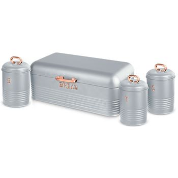 SWAN SWKA1024BN Set 3 Botes Cocina Almacenaje 1,2 L, Plástico y Acero Inox,  Especias, Té 