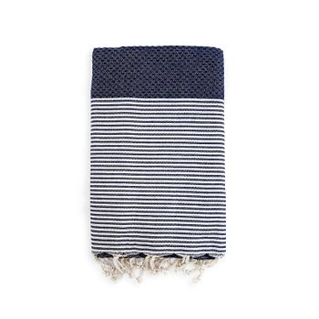 Toalla De Playa Fouta Tradicional Mikanda Navy 100x200 190g/m²