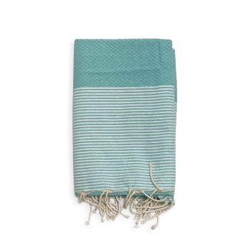 Toalla De Playa Fouta Tradicional Mikanda Aqua 100x200 190g/m²