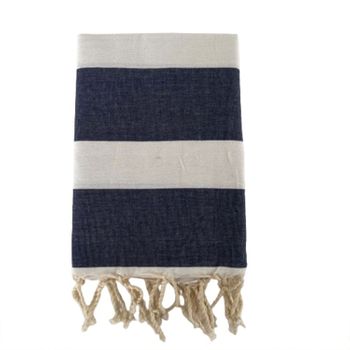 Toalla De Playa Fouta Tradicional Transat Azul Marino 100x200 190g/m²