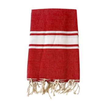 Toalla De Playa Fouta Tradicional Kozo Rojo 200x200 190g/m²