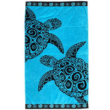 Toalla De Playa Turquesa Turtle 100x175 470g/m² Terciopelo Jacquard