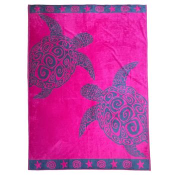 Toalla De Playa Fuchsia Turtle 140x180 400g/m² Terciopelo Jacquard