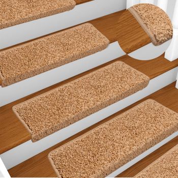 Alfombrillas De Peldaños De Escalera 15 Piezas | Alfombras De Escalera | Tapetes De Escalera Beige 65x21x4 Cm Cfw731751