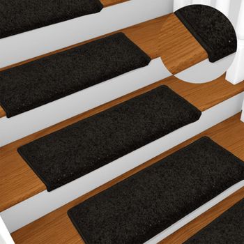 Alfombrillas De Peldaños De Escalera 15 Piezas | Alfombras De Escalera | Tapetes De Escalera Negro 65x21x4 Cm Cfw731790