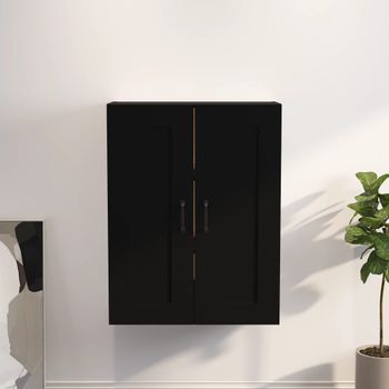 Armario Colgante De Pared | Mueble Pared Negro 69,5x32,5x90 Cm Cfw739593