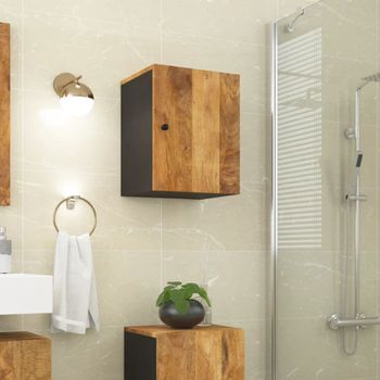 Armario De Baño De Pared | Mueble Pared Madera Maciza De Mango 38x33x48 Cm Cfw739940