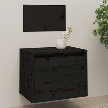 Armario De Pared | Mueble Pared De Madera Maciza De Pino Negro 45x30x35 Cm Cfw740660