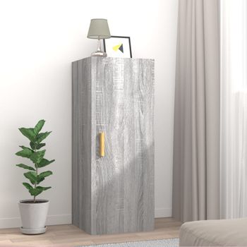 Armario De Pared | Mueble Pared Madera Contrachapada Gris Sonoma 34,5x34x90 Cm Cfw740737