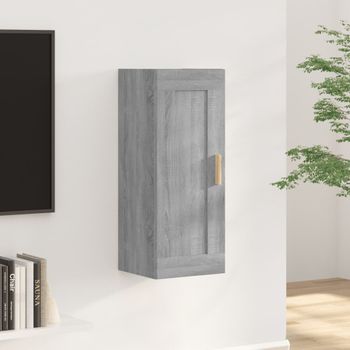 Armario De Pared | Mueble Pared Madera De Ingeniería Gris Sonoma 35x34x90 Cm Cfw740855