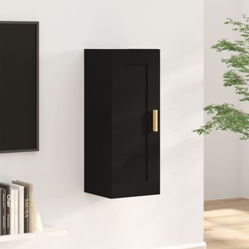 Armario De Pared | Mueble Pared Madera De Ingeniería Negro 35x34x90 Cm Cfw740913