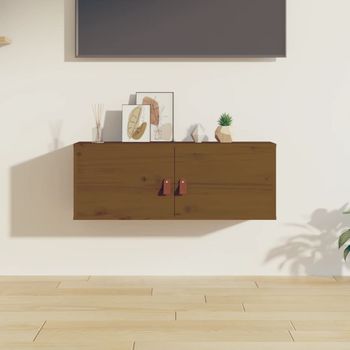 Armario De Pared | Mueble Pared Madera Maciza De Pino Marrón Miel 80x30x30 Cm Cfw741148