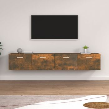 Pack 2 Uds Armarios Pared | Mueble Pared Contrachapada Roble Ahumado 100x36,5x35 Cm Cfw741875