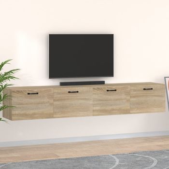 Pack 2 Uds Armarios Pared | Mueble Pared Contrachapada Roble Sonoma 100x36,5x35 Cm Cfw741884