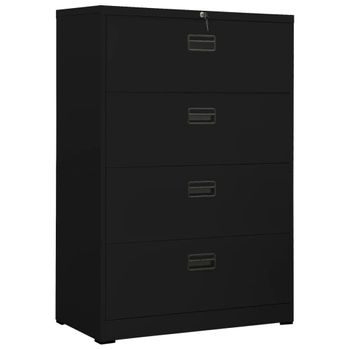 Armario De Almacenamiento | Armario Archivador De Acero Negro 90x46x134 Cm Cfw739333