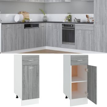 Armario De Almacenamiento | Armario Bajo De Cocina Madera De Ingeniería Gris 30x46x81,5 Cm Cfw739505