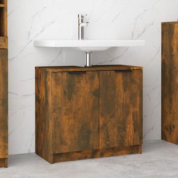 Armario Baño | Mueble Baño Madera Contrachapada Roble Ahumado 64,5x33,5x59 Cm Cfw739527