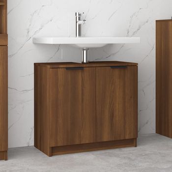 Armario Baño | Mueble Baño Madera Contrachapada Roble Marrón 64,5x33,5x59 Cm Cfw739529