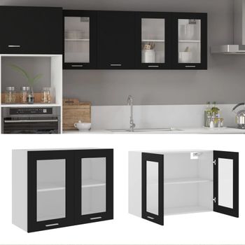 Armario De Pared | Mueble Pared | Armario Colgante Cocina Contrachapada Negro 80x31x60 Cm Cfw739553