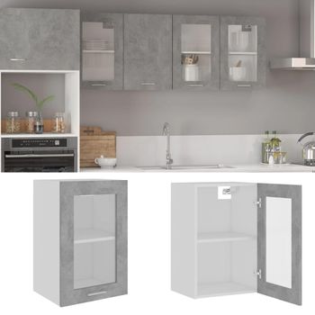 Armario De Pared | Mueble Pared | Armario Colgante Cristal Contrachapada Gris Hormigón 40x31x60cm Cfw739567