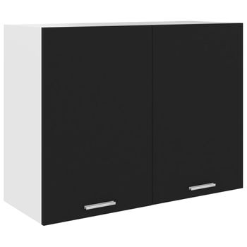 Armario De Pared | Mueble Pared | Armario Colgante De Cocina Contrachapada Negro 80x31x60 Cm Cfw739573