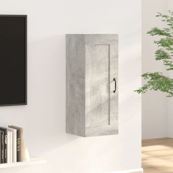 Armario De Pared | Mueble Pared | Armario Colgante Madera De Ingeniería Gris Hormigón 35x34x90 Cm Cfw739613