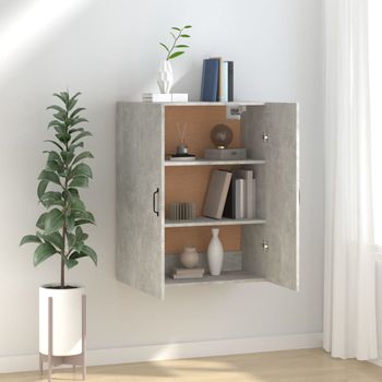 Armario De Pared | Mueble Pared | Armario Colgante Madera Ingeniería Gris Hormigón 69,5x34x90 Cm Cfw739626