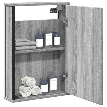 Armario Con Espejo De Baño | Mueble Baño Madera Gris Sonoma 42x12x60 Cm Cfw739670