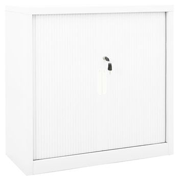 Armario De Almacenamiento | Armario Con Puerta Corredera Blanca Acero 90x40x90 Cm Cfw739684