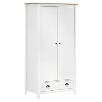 Armario De Almacenamiento | Armario De 2 Puertas Hill Madera Maciza Pino Blanco 89x50x170cm Cfw739735