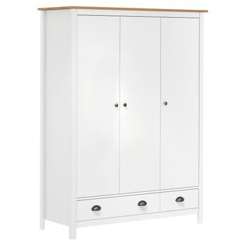 Armario De Almacenamiento | Armario De 3 Puertas Hill Range Madera Pino Blanco 127x50x170cm Cfw739737