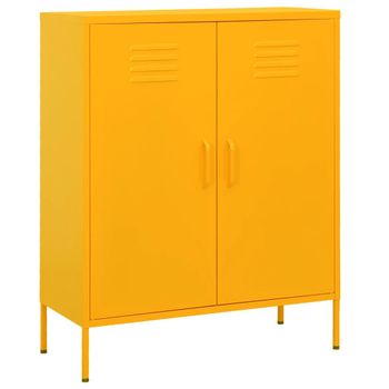 Armario De Almacenamiento | Mueble De Almacenamiento Acero Amarillo Mostaza 80x35x101,5 Cm Cfw739805