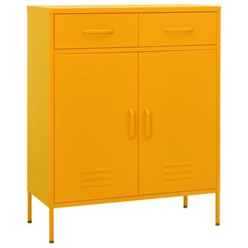 Armario De Almacenamiento | Mueble De Almacenamiento Acero Amarillo Mostaza 80x35x101,5 Cm Cfw739807