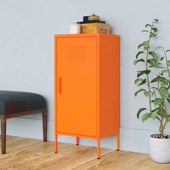 Armario De Almacenamiento | Mueble De Almacenamiento Acero Naranja 42,5x35x101,5 Cm Cfw739827