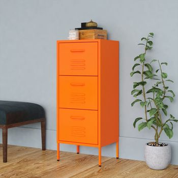 Armario De Almacenamiento | Mueble De Almacenamiento Acero Naranja 42,5x35x101,5 Cm Cfw739828