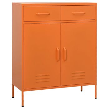 Armario De Almacenamiento | Mueble De Almacenamiento Acero Naranja 80x35x101,5 Cm Cfw739833