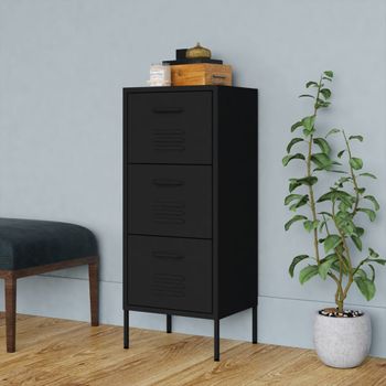 Armario De Almacenamiento | Mueble De Almacenamiento Acero Negro 42,5x35x101,5 Cm Cfw739834