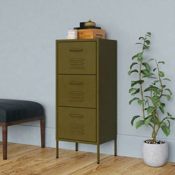 Armario De Almacenamiento | Mueble De Almacenamiento Acero Verde Oliva 42,5x35x101,5 Cm Cfw739853