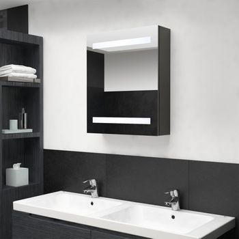 Armario De Baño | Mueble Baño Con Espejo Gris Antracita 50x14x60 Cm Cfw739874