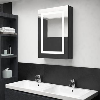 Armario De Baño | Mueble Baño Con Espejo Led Negro Brillante 50x13x70 Cm Cfw739886