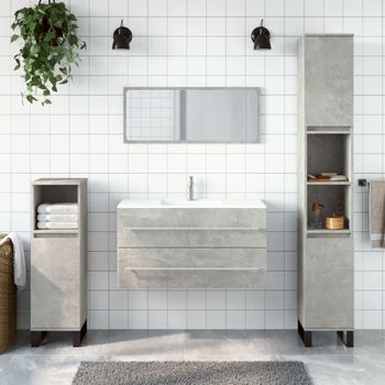 Armario De Baño | Mueble Baño Con Espejo Madera De Ingeniería Gris Hormigón Cfw739894