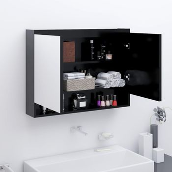 Armario De Baño | Mueble Baño Con Espejo Mdf Gris Antracita 80x15x60 Cm Cfw739903