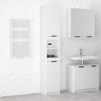 Armario De Baño | Mueble Baño Contrachapada Blanco Brillo 32x34x188,5cm Cfw739919