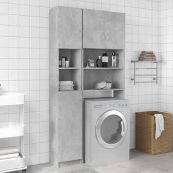 Armario De Baño | Mueble Baño Contrachapada Gris Hormigón 32x25,5x190 Cm Cfw739923